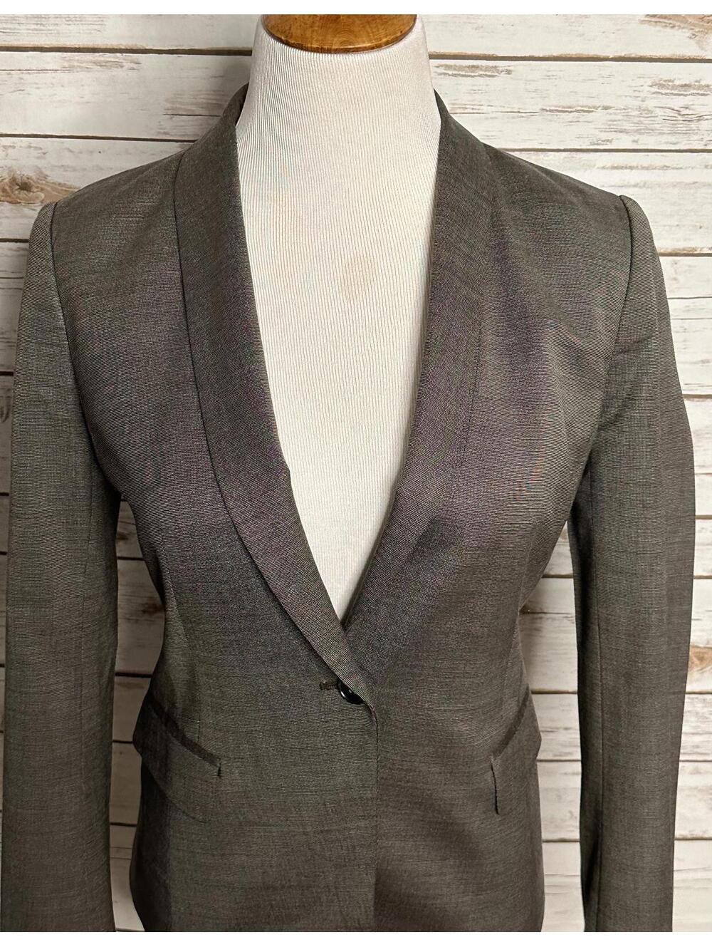 Ann Taylor taupe/brown wool-blend tailored tuxedo-inspired blazer Size 8P - Picture 7 of 7